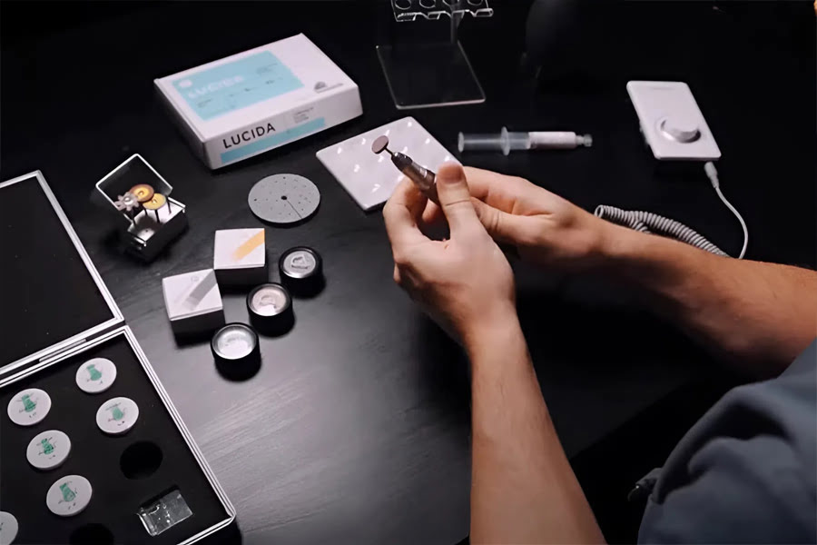 Dr. Murray Orr polishing porcelain veneers with DiaShine Polish and SHP Medium Bristle Occluso Brush for high gloss finish