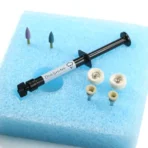 Dentist using DiaShine Chairside Starter Kit to achieve high-gloss finish on dental restoration surface