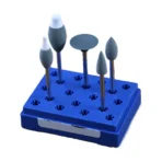 Close-up of Diashine Opal Zirconia Greenstate Grey adjusting bur for precise zirconia dental restoration trimming